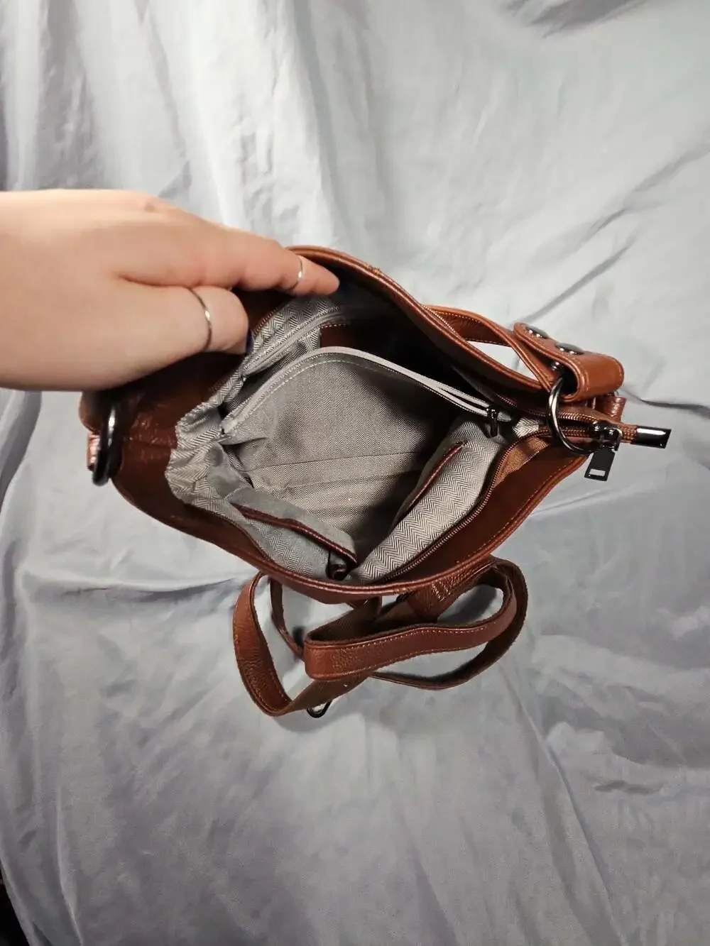 Pebbled Hobo Shoulder Bag in Cognac Brown